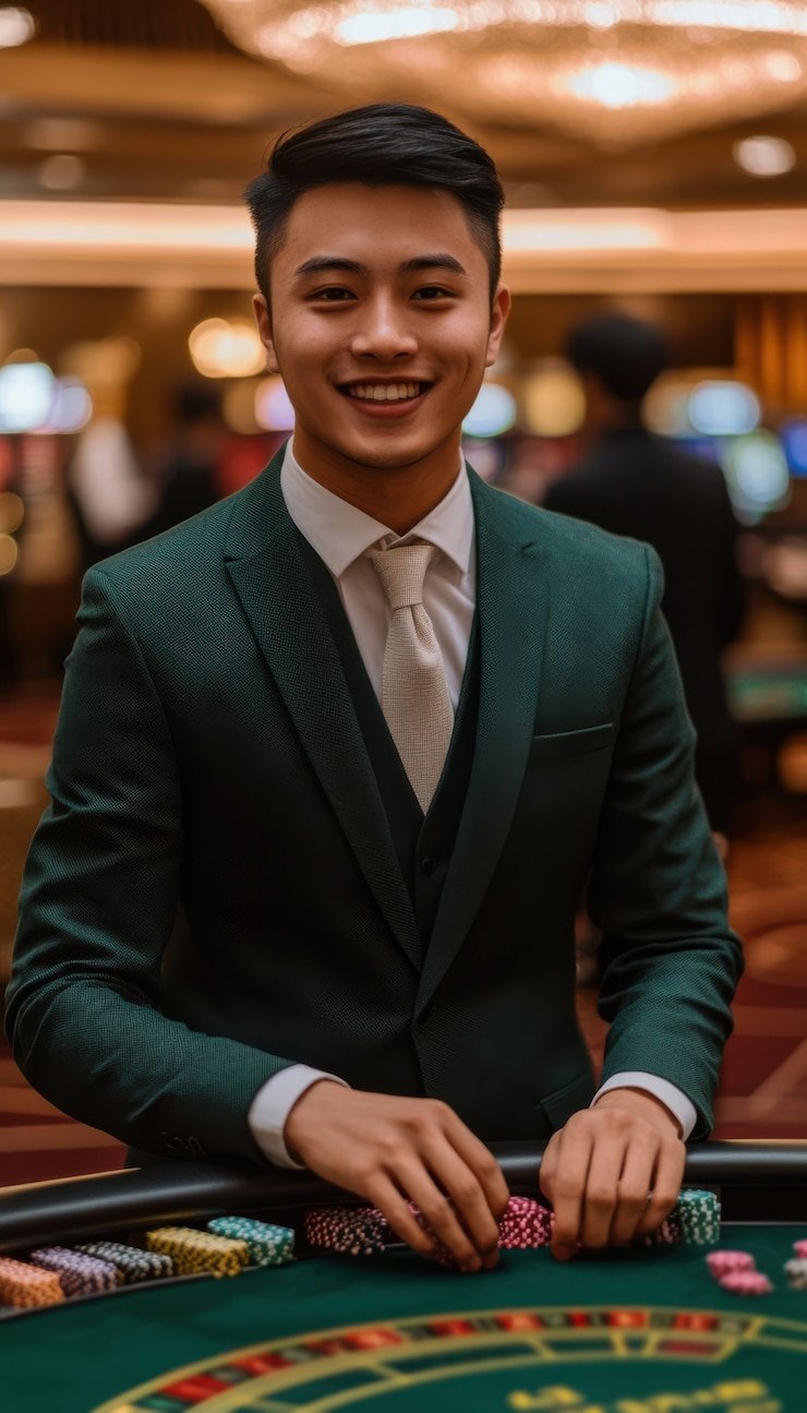Blackjack interface on lunar slot mobile app showing live dealer and player hand